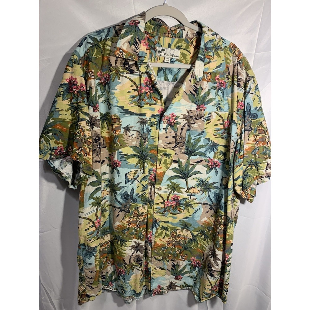 Oliver & Burke Hawaiian Shirt Short Sleeve Button Up Mens Size 2XLT Pocket